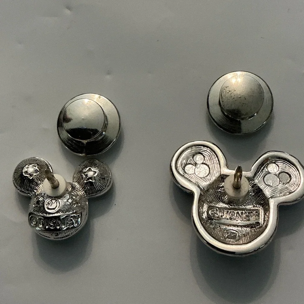 Disney Mickey Mouse Patriotic flag USA Swarovski swan crystal tie tack set of 2